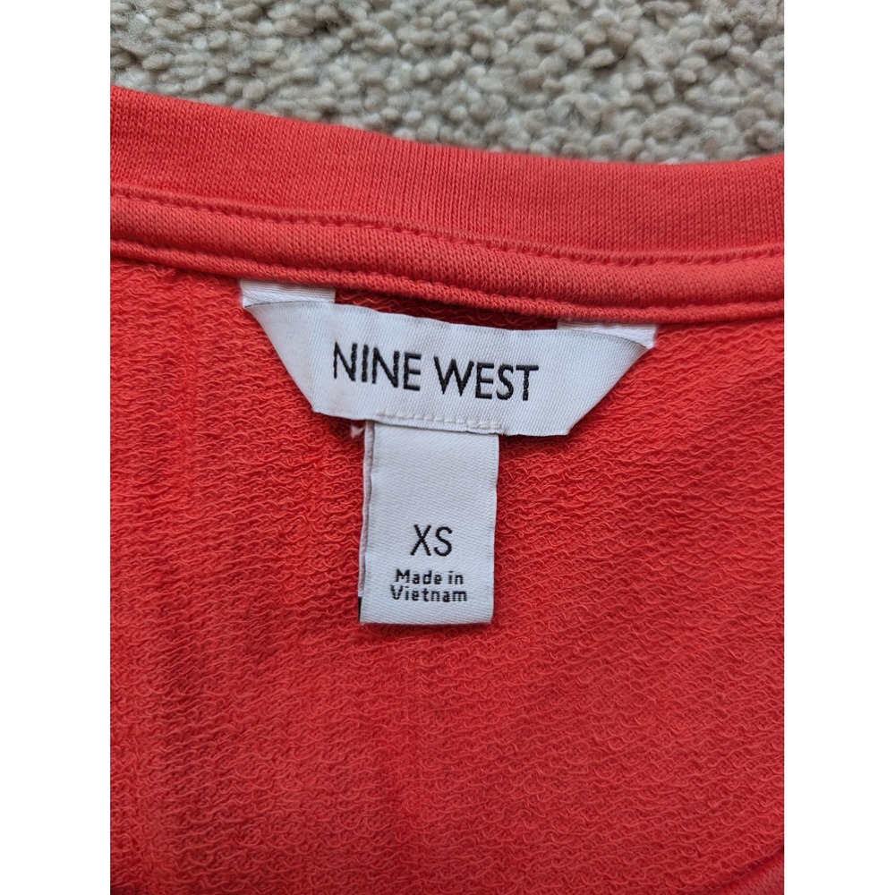 Nine West Dress Womens XS Coral Orange Short Puff Sleeve French Terry Knit Shift - Picture 3 of 12